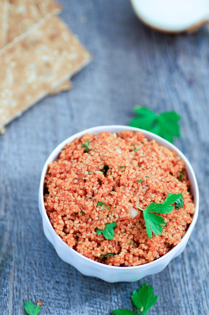 Eetch is a healthy, vegan, Armenian appetizer or side dish. It is sure to replace tabbouleh as your favorite bulgur dish!