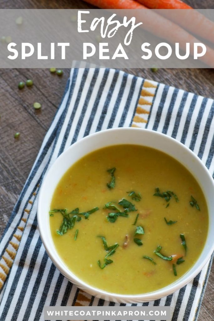 Easy Split Pea Soup is warm, one-pot family meal that you need to make this winter! Perfect for leftover ham. #onepot #easydinner #soup 