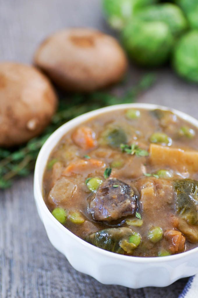 Mushroom Stew is the perfect vegan substitute for beef stew. Hearty, rich, and full of flavor. I promise you won't miss the meat! #vegan #mushrooms #mushroomstew #vegetablestew