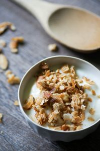 granola and yogurt in a bowl